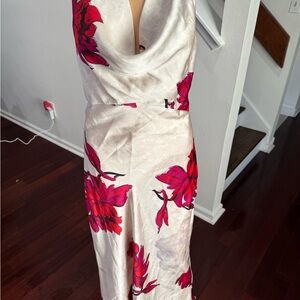 Zara Backless Dress in Red and White Floral